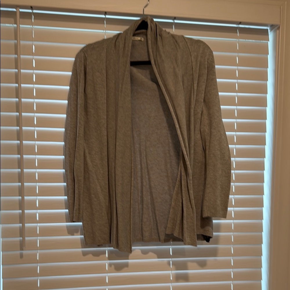 Gray Open Front Cardigan
